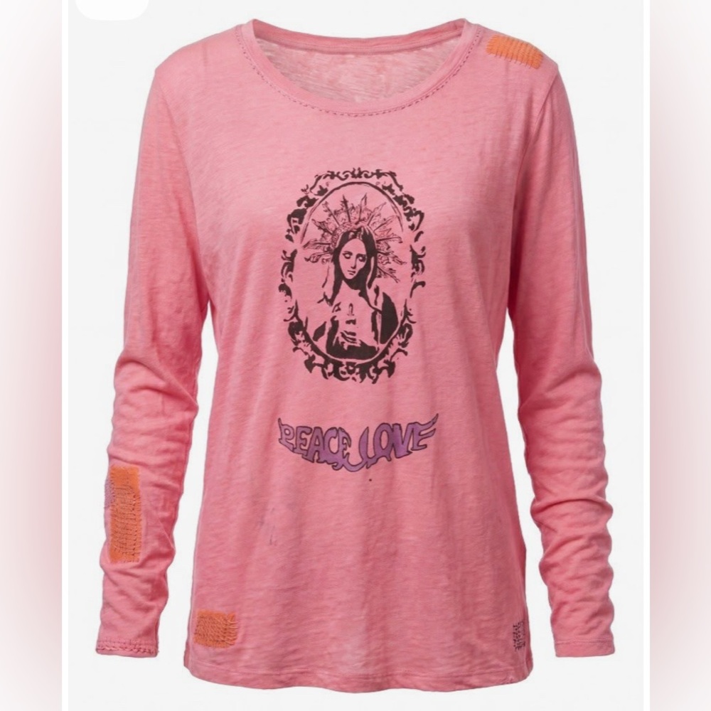 Pink Graphic Boho Long Sleeve Top - Picture 7 of 7